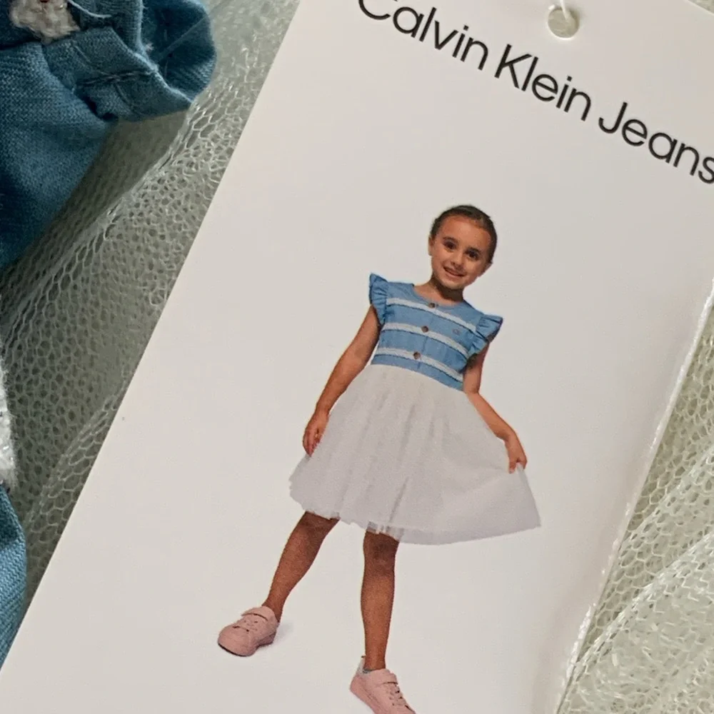 Calvin Klein Girls Denim and Tulle Dress